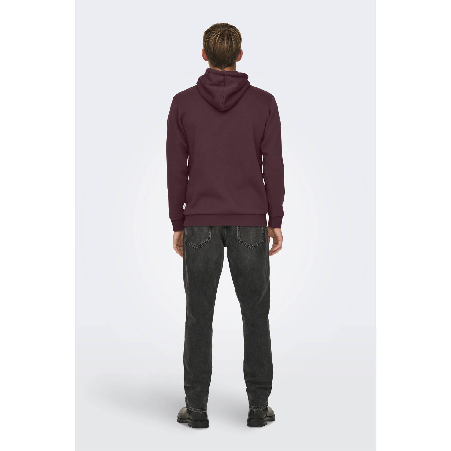 ONLY & SONS hoodie donkerrood