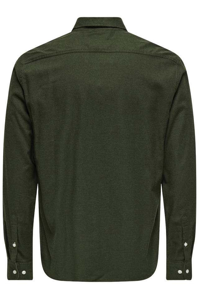 ONLY & SONS linnen casual overhemd donkerblauw