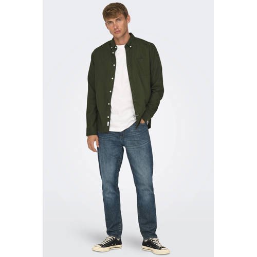 ONLY & SONS casual overhemd donkergroen afbeelding
