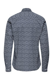 thumbnail: Blauwe heren ONLY & SONS casual overhemd van polyester met lange mouwen, klassieke kraag en knoopsluiting