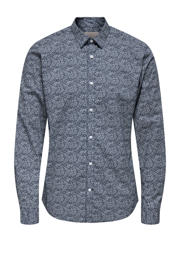 thumbnail: Blauwe heren ONLY & SONS casual overhemd van polyester met lange mouwen, klassieke kraag en knoopsluiting