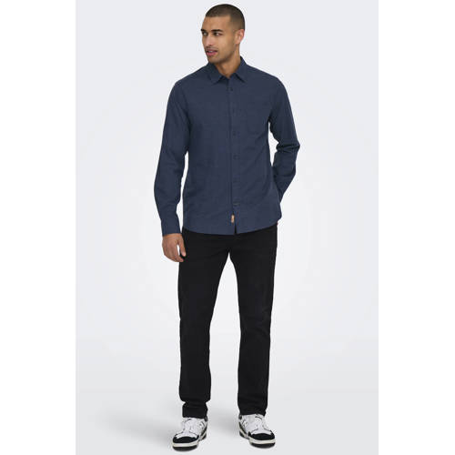ONLY & SONS casual overhemd donkerblauw afbeelding