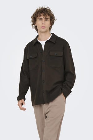 regular overshirt donkerbruin
