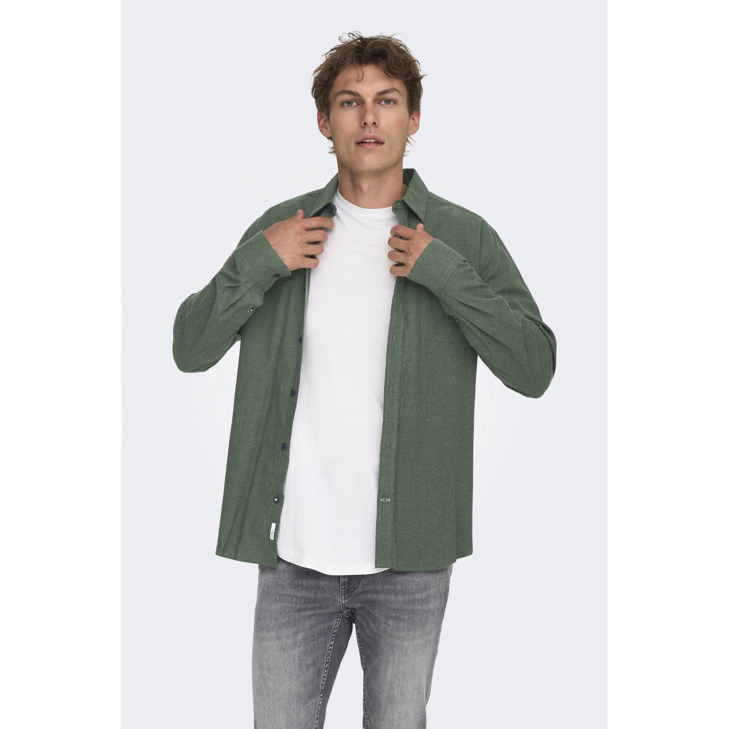 ONLY & SONS casual overhemd groen