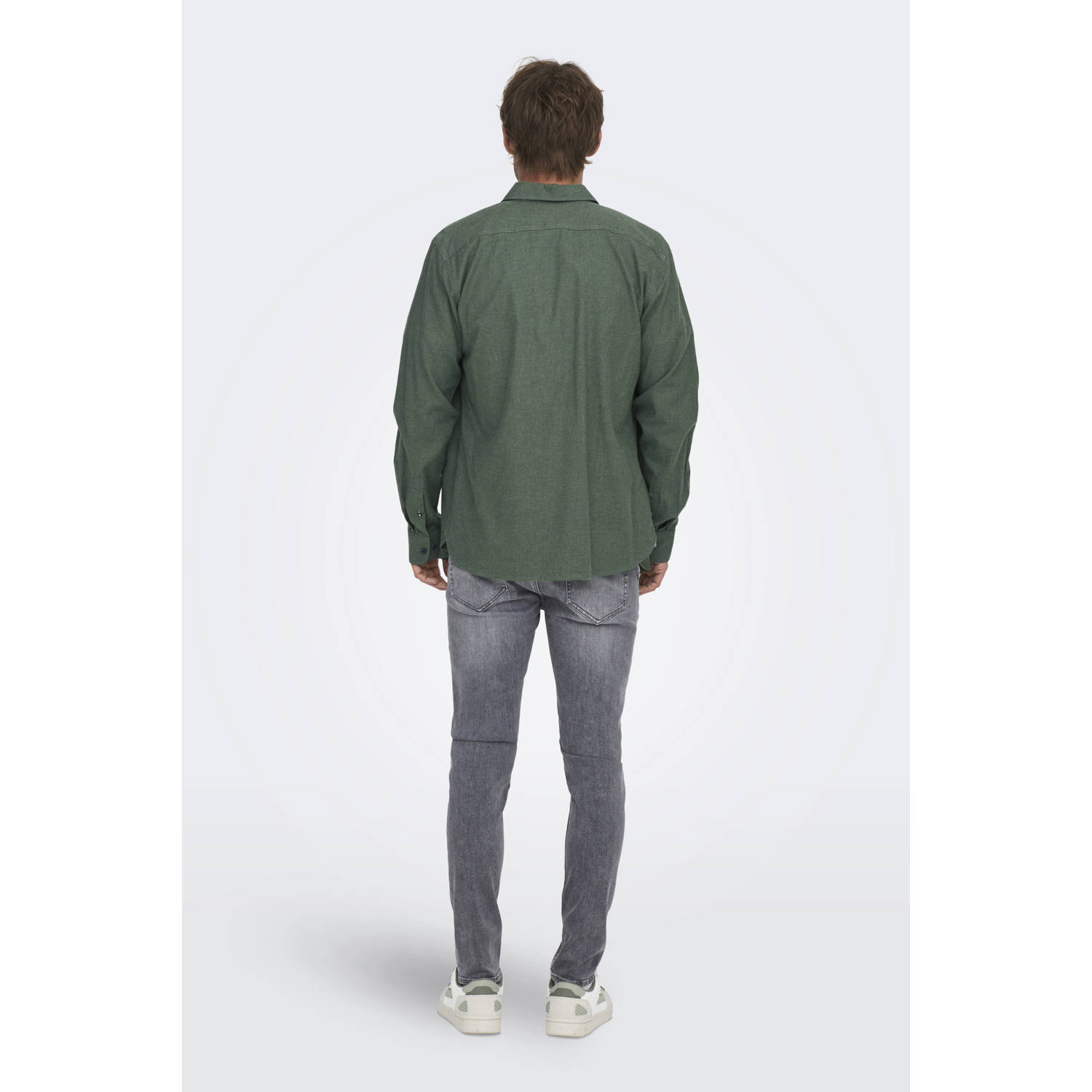 ONLY & SONS casual overhemd groen