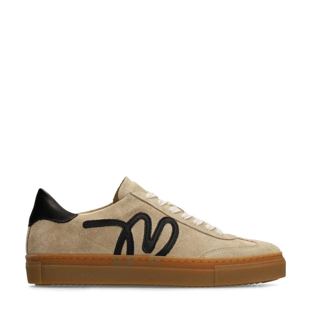 Taupe dames Manfield suède sneakers met veters