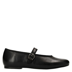 leren ballerina's zwart