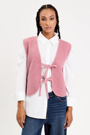 teddy gilet oudroze