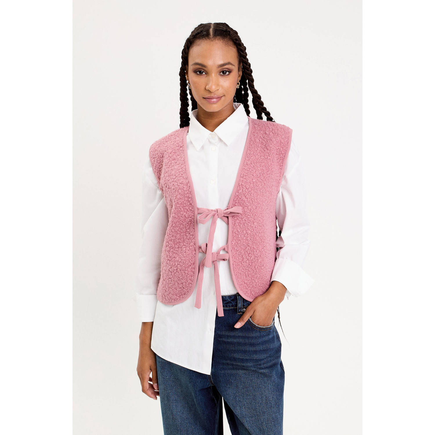 Cache teddy gilet oudroze