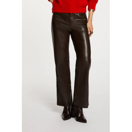 Morgan imitatieleren imitatieleren bootcut regular waist casual broek donkerbruin afbeelding
