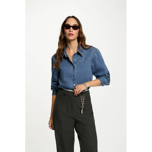 Morgan denim blouse medium blue denim afbeelding