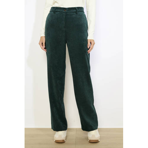 LOLALIZA corduroy wide leg high waist broek donkergroen afbeelding