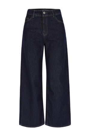 wide leg jeans dark blue denim