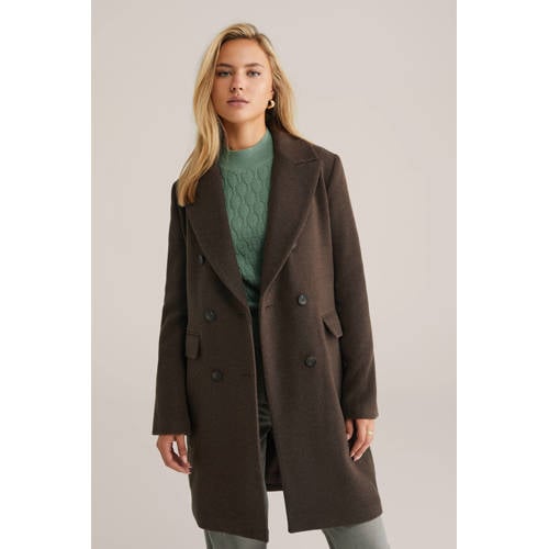 WE Fashion wollen manteljas bruin afbeelding