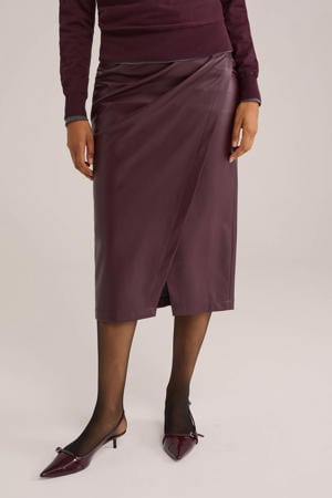 imitatieleren rok donkerrood