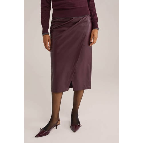 WE Fashion imitatieleren rok donkerrood afbeelding