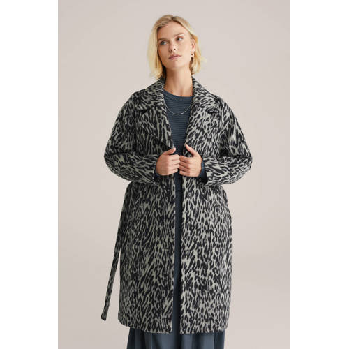 WE Fashion wollen manteljas zwart afbeelding