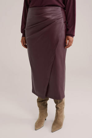 imitatieleren rok donkerrood