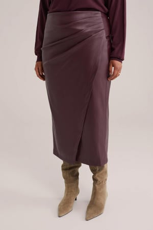 imitatieleren rok donkerrood
