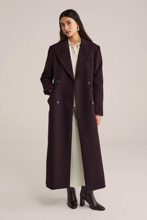 wollen manteljas aubergine