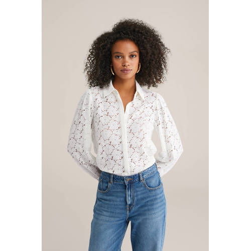 WE Fashion kanten blouse wit afbeelding
