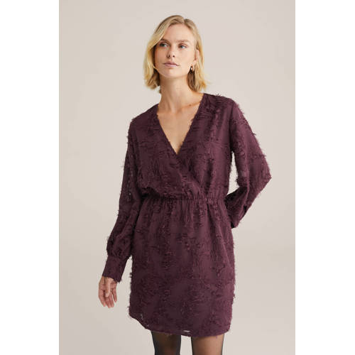 WE Fashion korte jurk donkerrood afbeelding