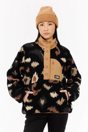 fleece sweater PRTXena zwart/camel