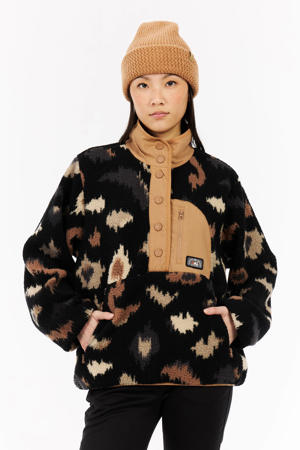 fleece sweater PRTXena zwart/camel