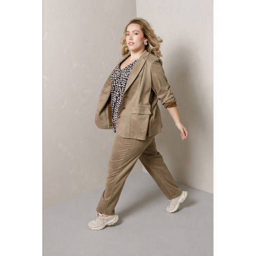 Colletta regular waist broek taupe afbeelding