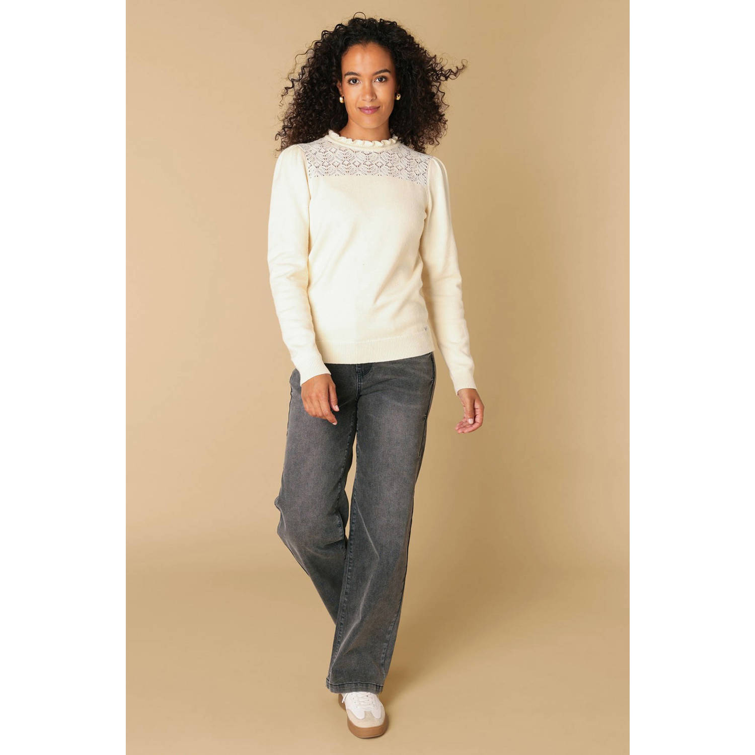 Ivy Beau pullover trui ecru broderie