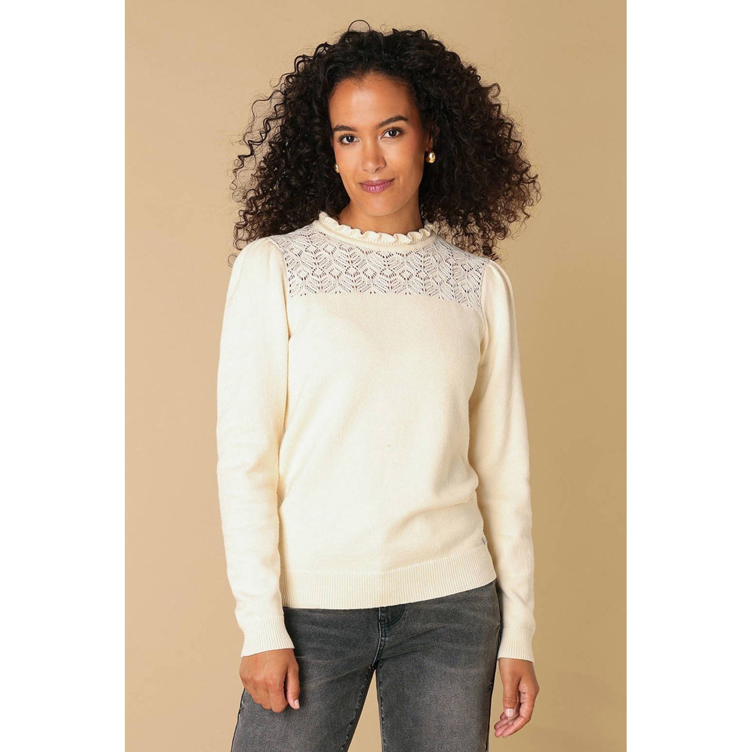 Ivy Beau pullover trui ecru broderie