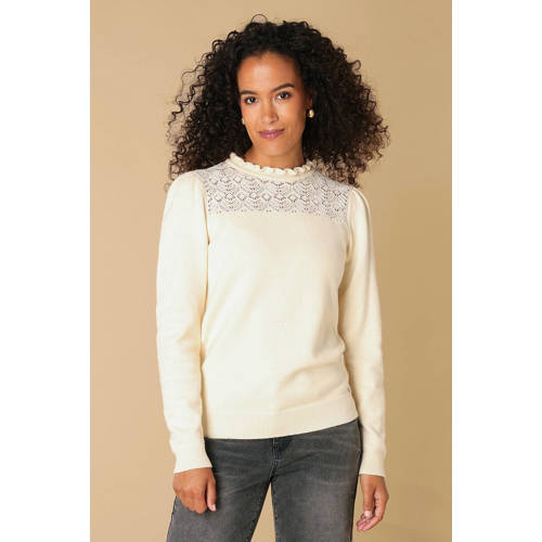 Ivy Beau pullover trui ecru broderie afbeelding