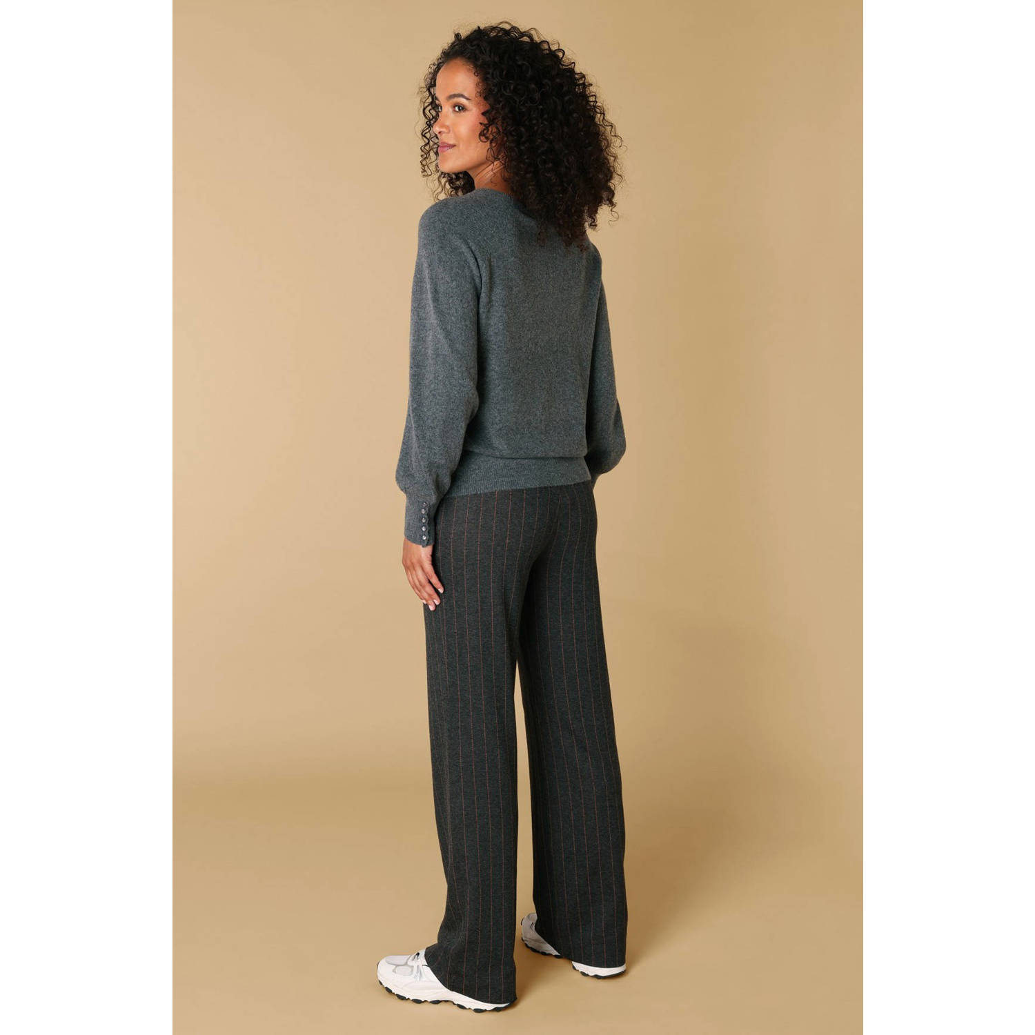 Ivy Beau wollen pullover fijn gebreid grijs