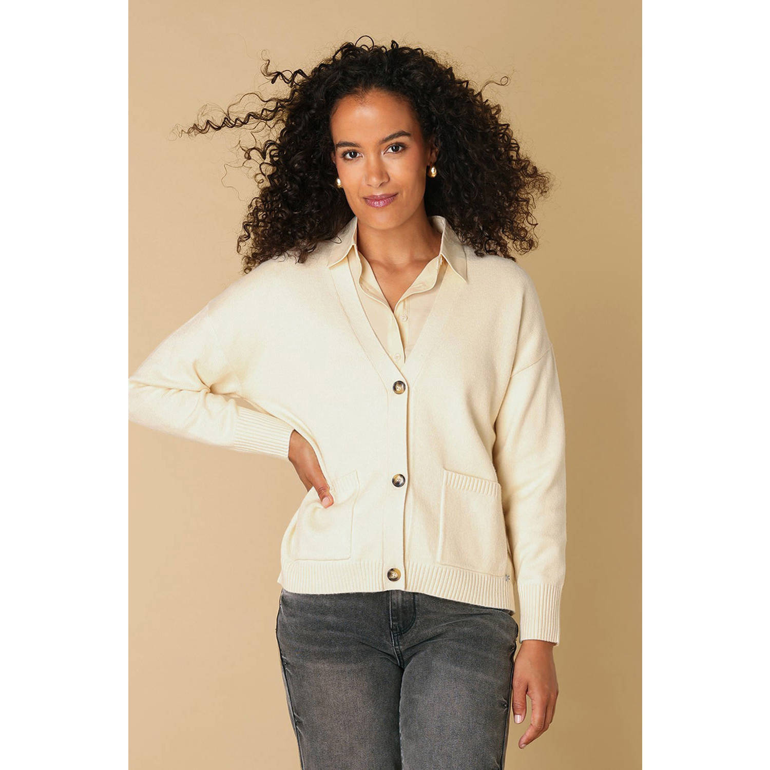 Ivy Beau gebreid vest ecru
