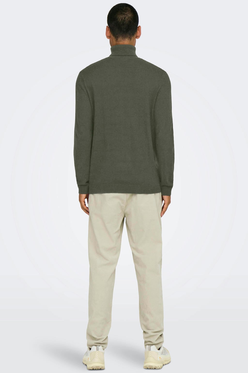 ONLY & SONS coltrui fijn gebreid groen