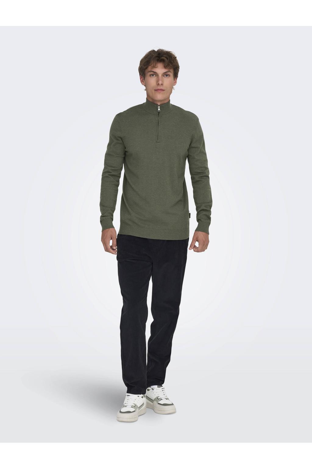 ONLY & SONS pullover fijn gebreid groen