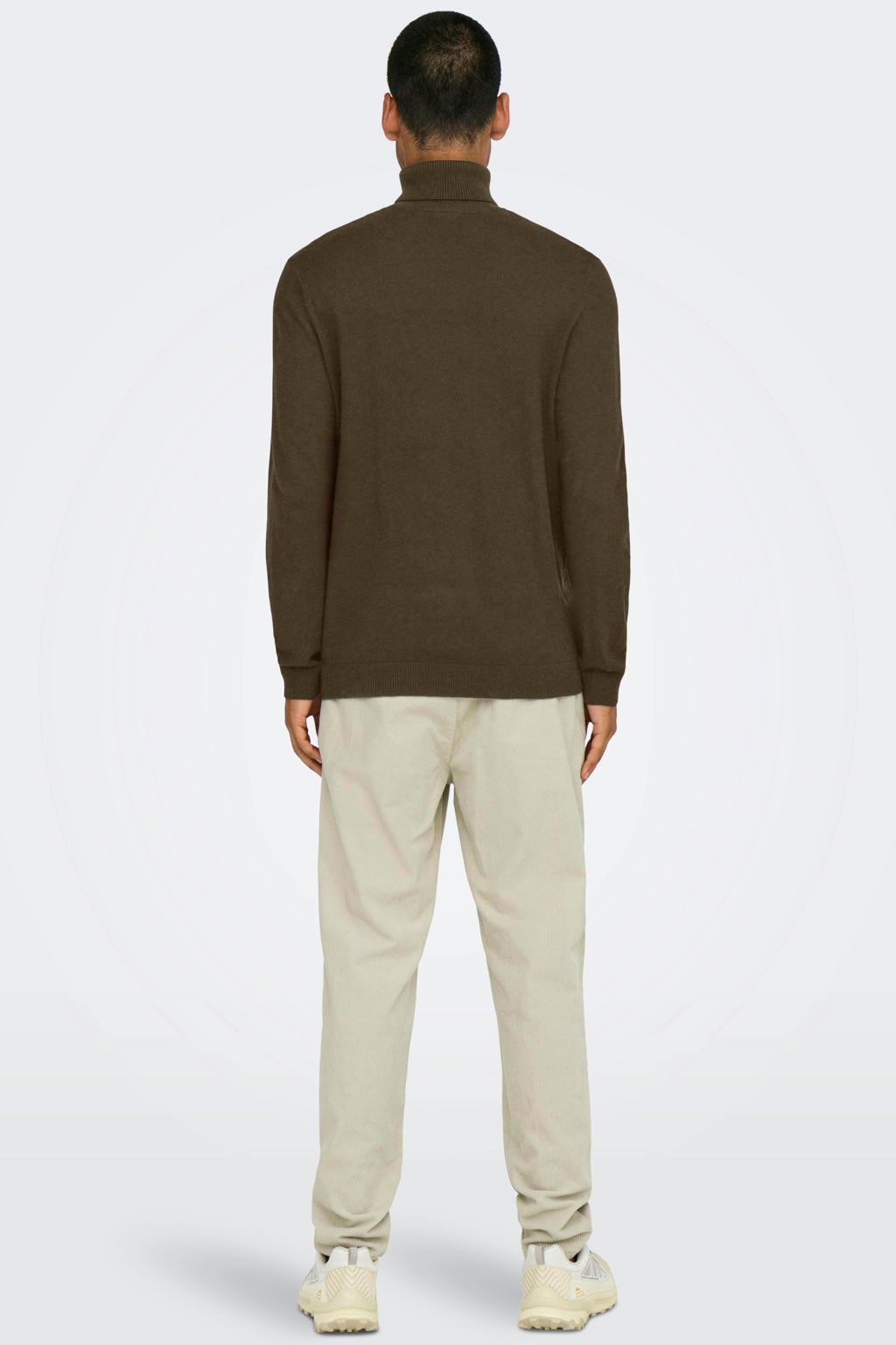 ONLY & SONS coltrui fijn gebreid bruin
