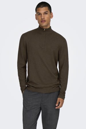 pullover fijn gebreid donkerbruin