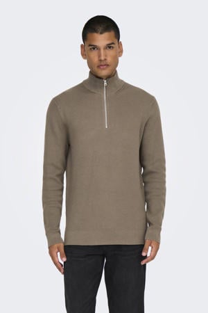 pullover rib gebreid lichtbruin