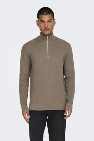 pullover rib gebreid lichtbruin
