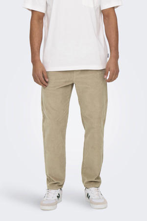 corduroy tapered casual broek beige