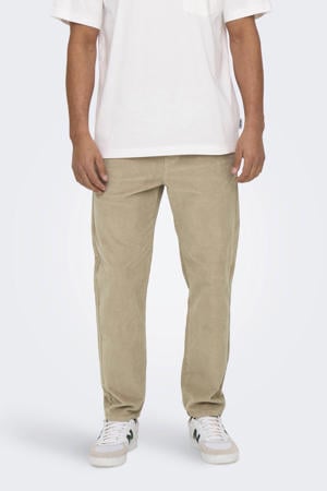 corduroy tapered casual broek beige