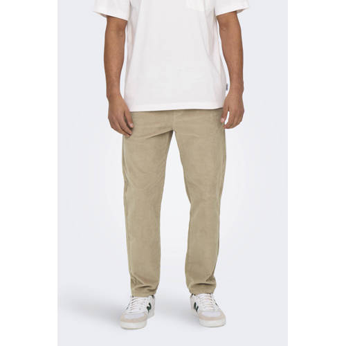 ONLY & SONS corduroy tapered casual broek beige afbeelding
