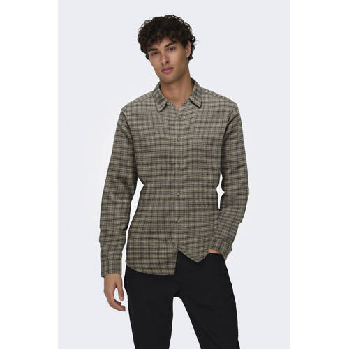 ONLY & SONS casual overhemd lichtbruin afbeelding