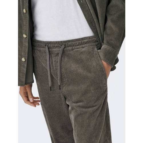 ONLY & SONS corduroy tapered casual broek taupe afbeelding