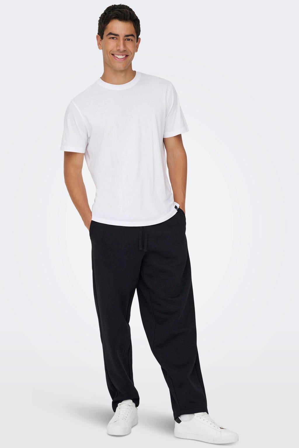 ONLY & SONS wide leg joggingbroek zwart