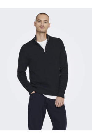 pullover rib gebreid donkerblauw
