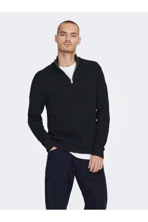 pullover rib gebreid donkerblauw