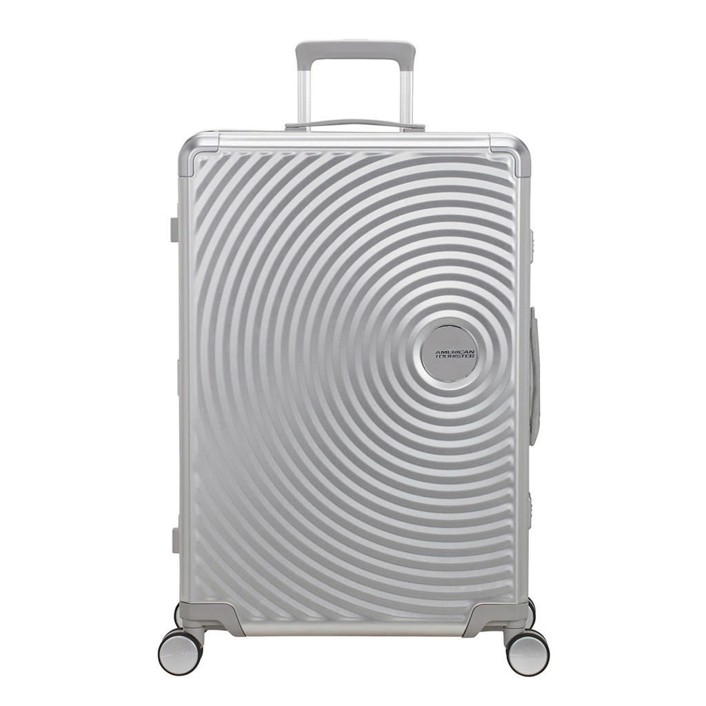 American Tourister trolley Soundbox Alu 77 cm. zilverkleurig