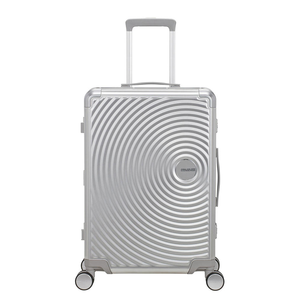 American Tourister trolley Soundbox Alu 68 cm. zilverkleurig